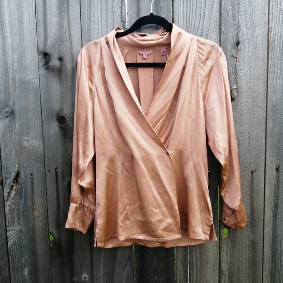 Ted Baker Tops - Rose gold Ted baker silk blouse ted size 2